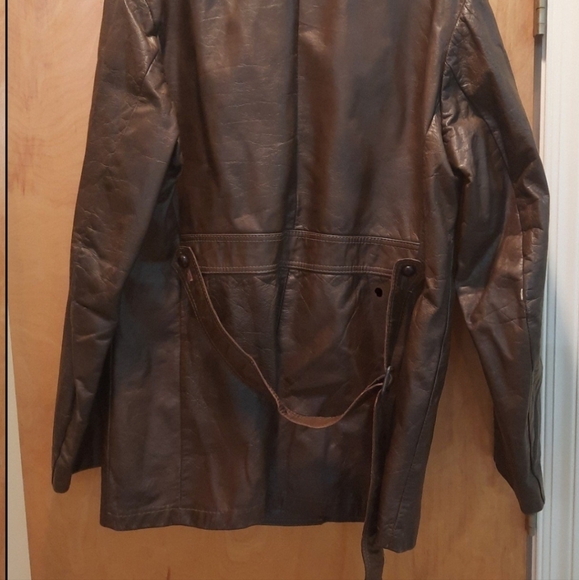 1960s-70s Vintage Reed Sportswear Bown Leather Jacket 3 Button - Picture 2 of 3